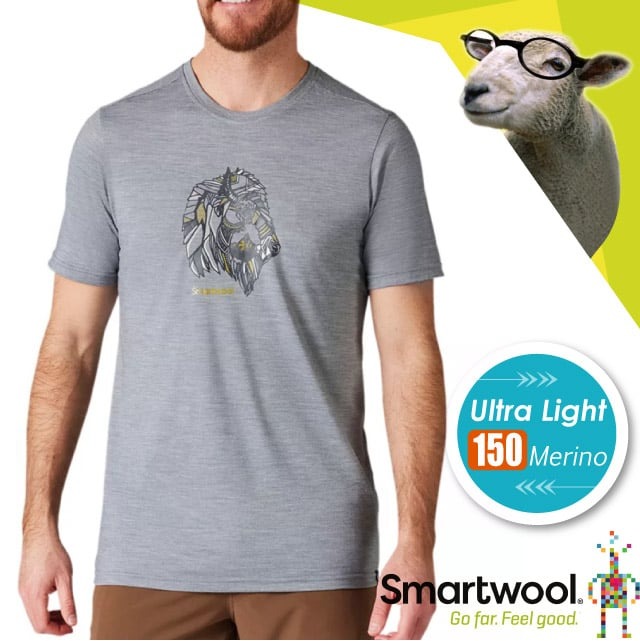 【SmartWool】男 Merino Sport 150 輕量羊毛短袖排汗衣/SW011531-545 淺灰色✿30E010